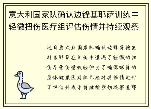 意大利国家队确认边锋基耶萨训练中轻微扭伤医疗组评估伤情并持续观察 意大利国家队确认边锋基耶萨训练中轻微扭伤医疗组评估伤情并持续观察